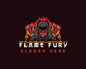 Flame Ninja Samurai logo design