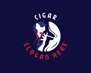 Smoking Woman Cigar logo design