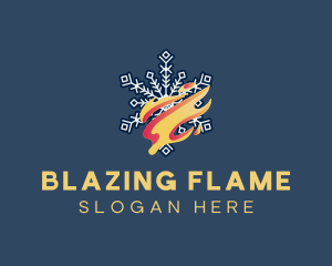 Snowflake Fire Gradient logo design