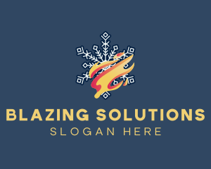 Snowflake Fire Gradient logo design