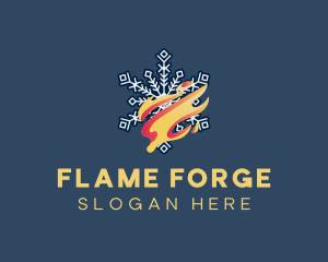 Snowflake Fire Gradient logo design