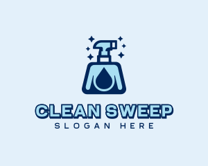 Clean Spray Bottle Droplet logo design