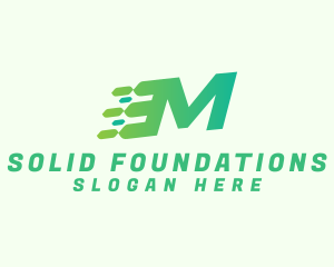 Green Speed Motion Letter M Logo