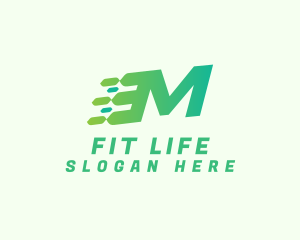 Green Speed Motion Letter M logo
