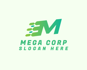 Green Speed Motion Letter M logo design