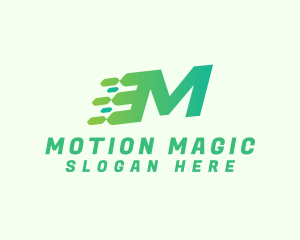 Green Speed Motion Letter M logo design