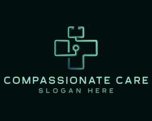 Stethoscope Medical Cross logo design