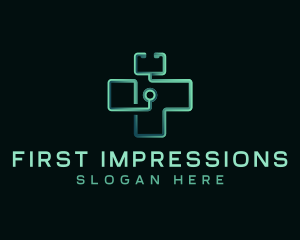 Stethoscope Medical Cross logo design