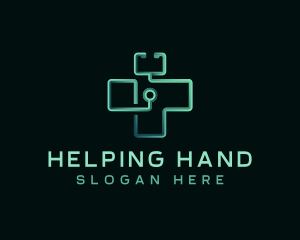 Stethoscope Medical Cross logo design