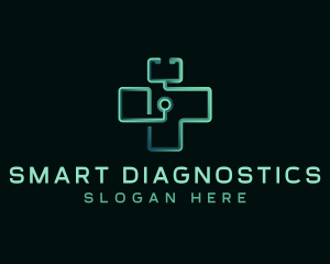 Stethoscope Medical Cross logo design