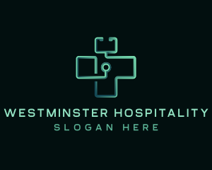 Stethoscope Medical Cross logo design