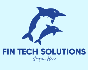 Blue Dolphin Animal logo design