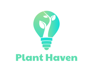 Plant Light Bulb logo design