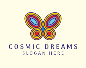 Colorful Psychedelic Butterfly logo design