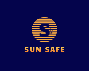 Stripe Sun Leaf  logo design