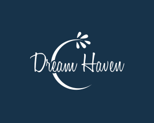 Midnight Moon Flower Text logo design