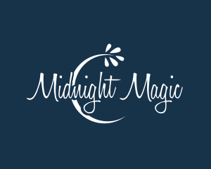 Midnight Moon Flower Text logo design