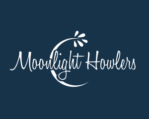 Midnight Moon Flower Text logo design