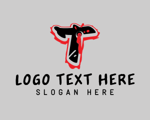 Splatter Graffiti Letter T logo