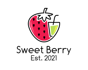 Strawberry Fruit Juice Drink logo design