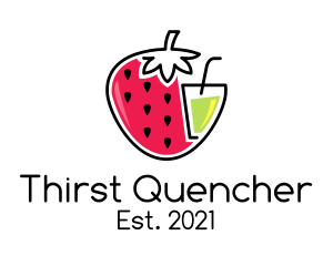 Strawberry Fruit Juice Drink logo design
