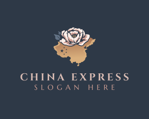 Peony China Map logo design