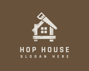 Wooden House Construction logo design