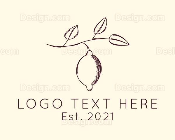 Lemon Fruit Tree Branch Logo