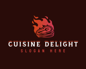 Meat Grill Flame logo design