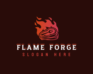 Meat Grill Flame logo design