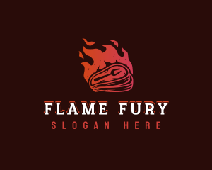 Meat Grill Flame logo design