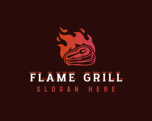 Meat Grill Flame logo design