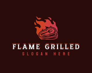 Meat Grill Flame logo design