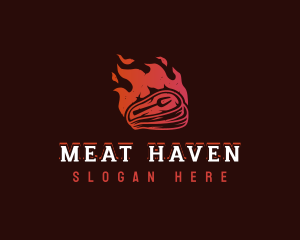 Meat Grill Flame logo design