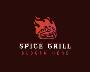 Meat Grill Flame logo design