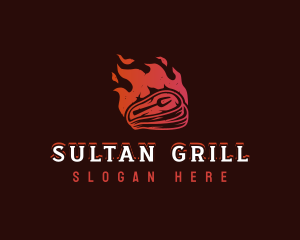 Meat Grill Flame logo design