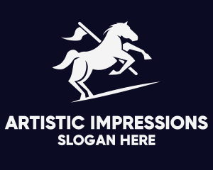 Galloping Horse Flag logo design