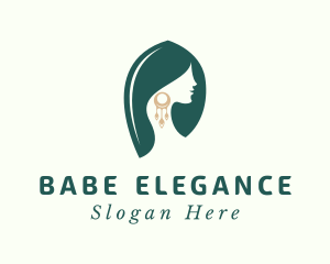 Green Elegant Earrings logo design