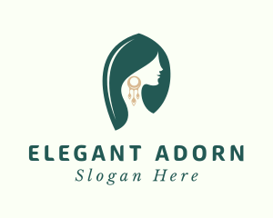 Green Elegant Earrings logo design