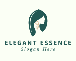 Green Elegant Earrings logo design