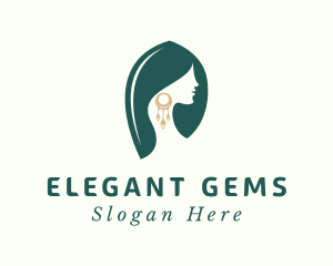 Green Elegant Earrings logo design