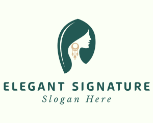 Green Elegant Earrings logo design