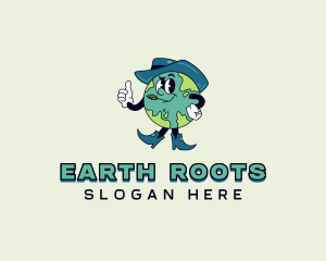 Cowboy Earth Cartoon logo design