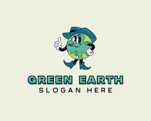 Cowboy Earth Cartoon logo design