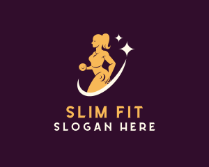 Woman Weights Gym logo design
