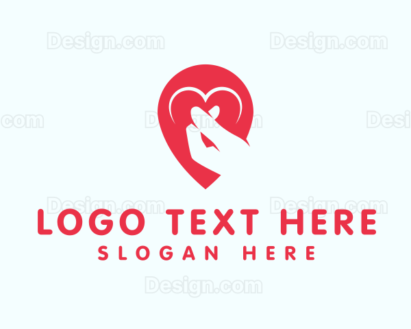 Finger Heart Location Pin Logo