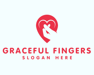 Finger Heart Location Pin logo design