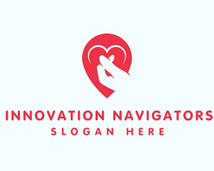 Finger Heart Location Pin logo design