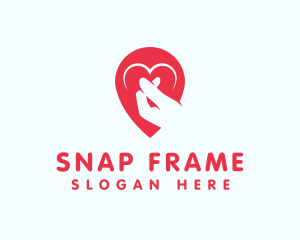 Finger Heart Location Pin logo design