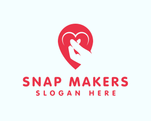 Finger Heart Location Pin logo design